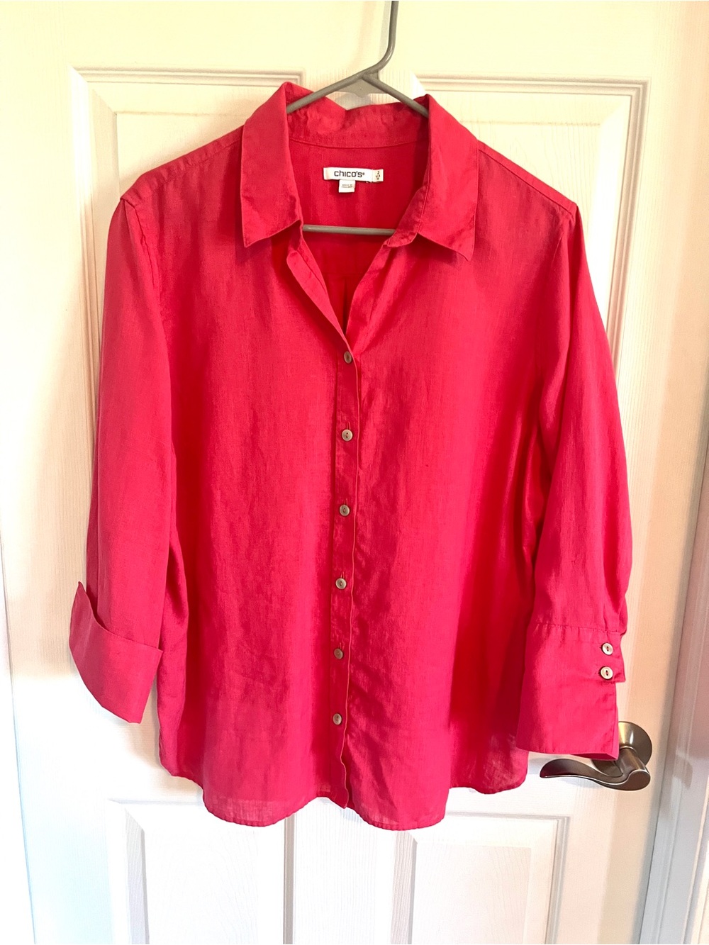 Chico's Vibrant Pink Button-Down Collared Shirt